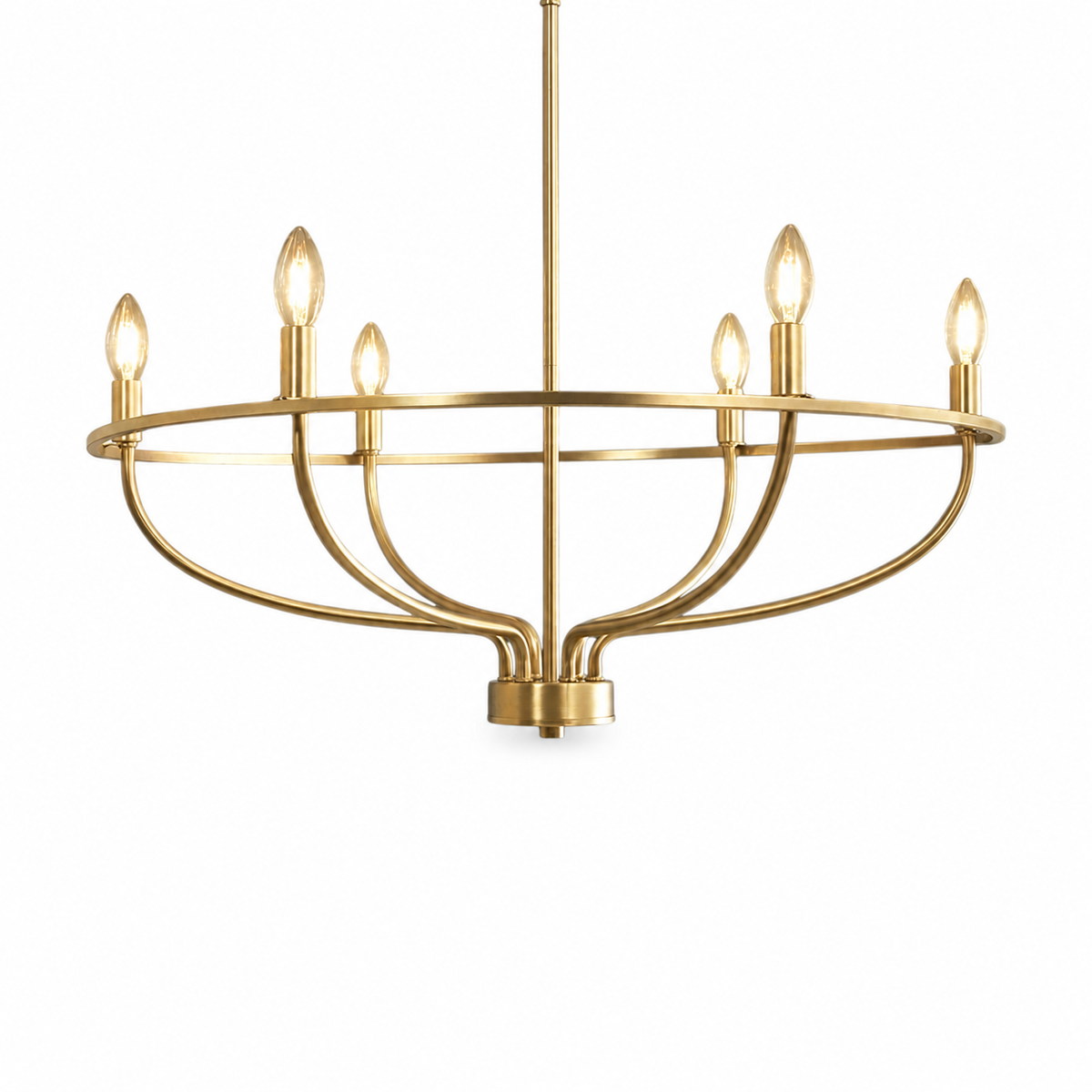 Modern iron ring chandelier for dining room on a pure white background