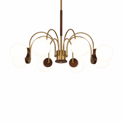 Walnut chandelier light for bedroom and living room on a pure white background