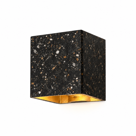 Terrazzo IP65 outdoor wall lamp waterproof — black terrazzo variant on a pure white background