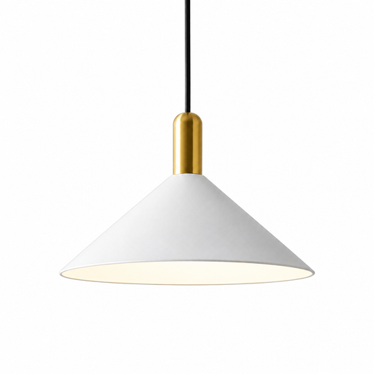 Minimalist LED pendant light for dining room and kitchen — white variant on a pure white background