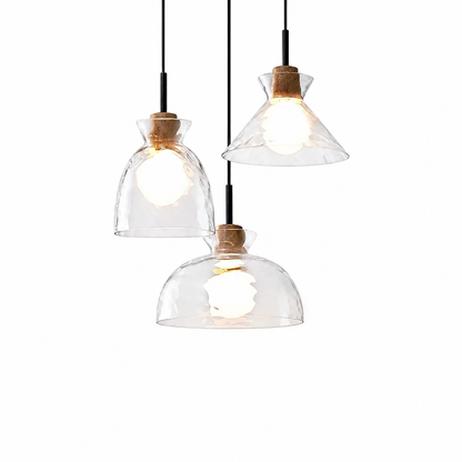 Nordic glass pendant light for kitchen island on a clean white background