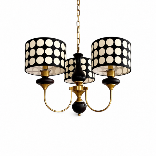 Copper and wrought iron chandelier for dining room on a clean white background