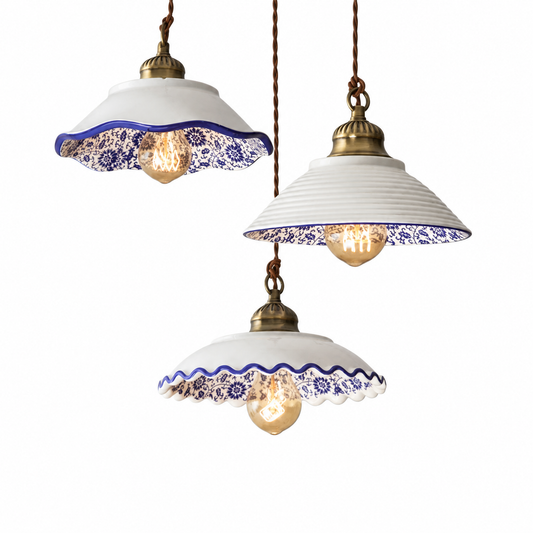 Loft ceramic vintage hanging lamp for cafe and dining on a clean white background