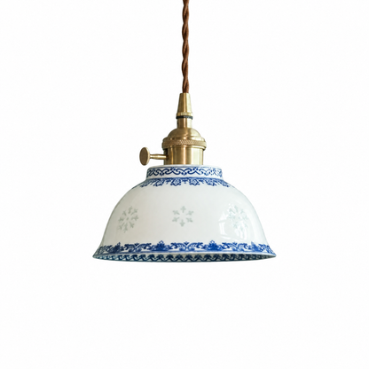 White ceramic copper LED pendant on a clean white background