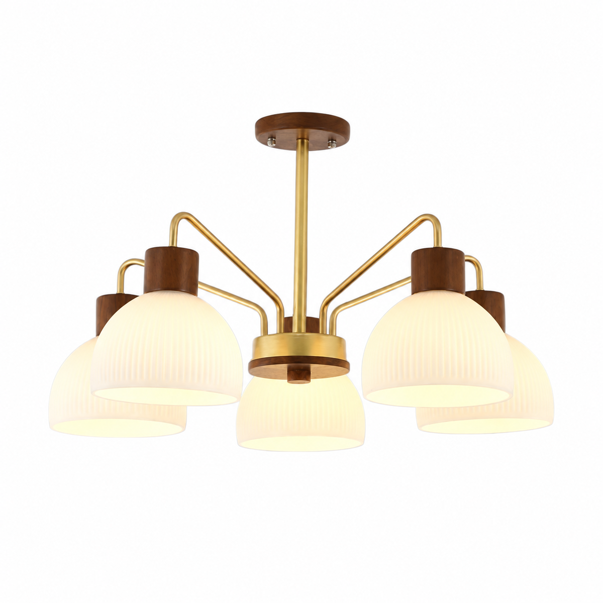Nordic wooden ceiling chandelier for living room on a clean white background