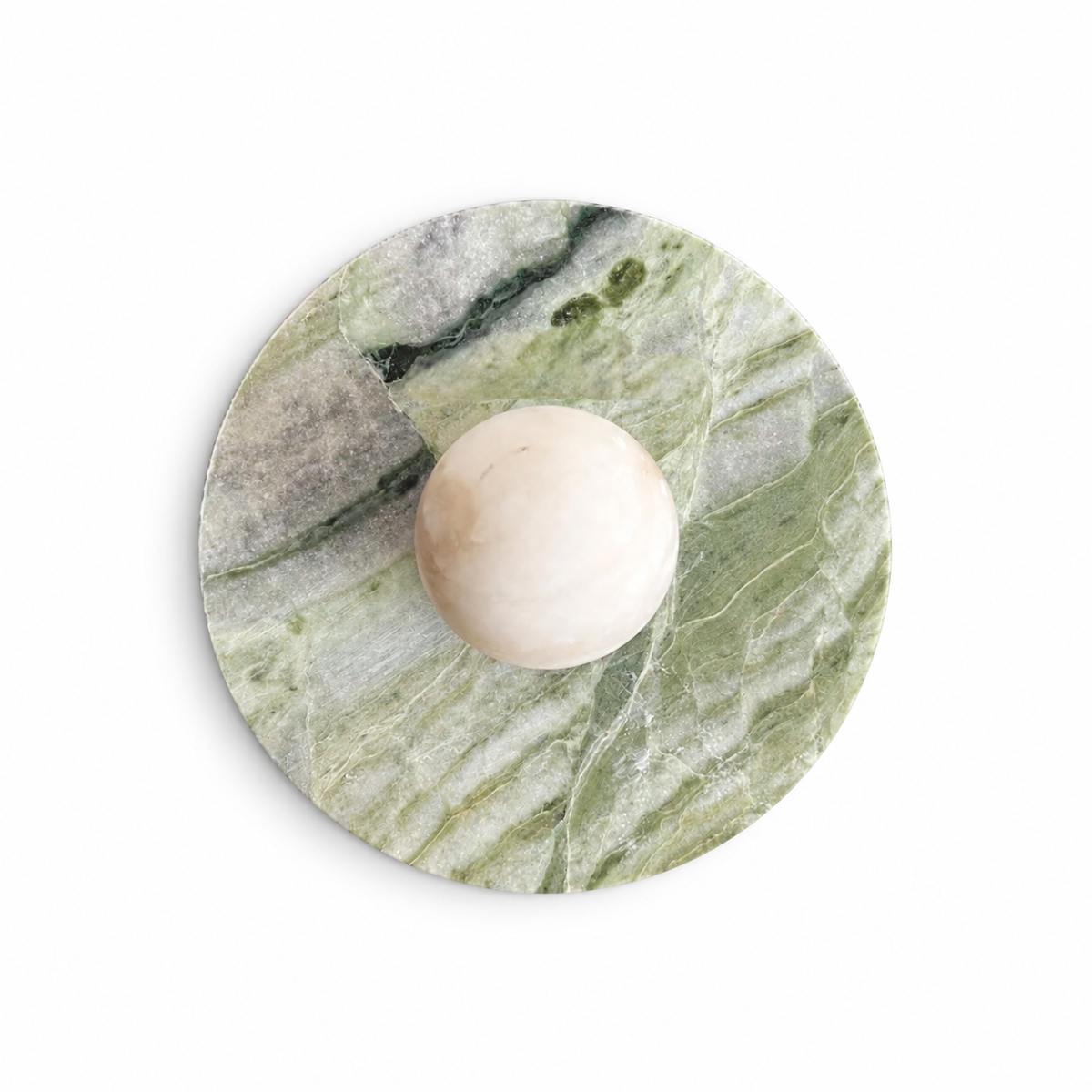 Marble alabaster wall sconce lamp on a clean white background