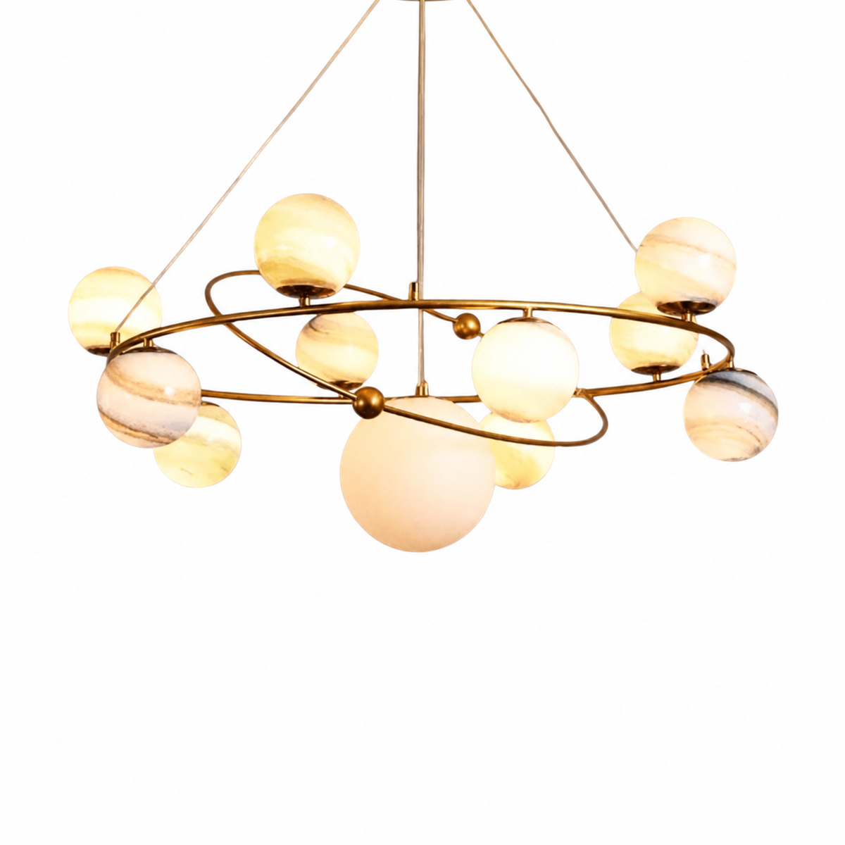 Planet moon ceiling light on a clean white background