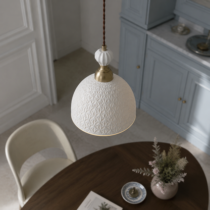 Fransk modern krämfärgad pendellampa