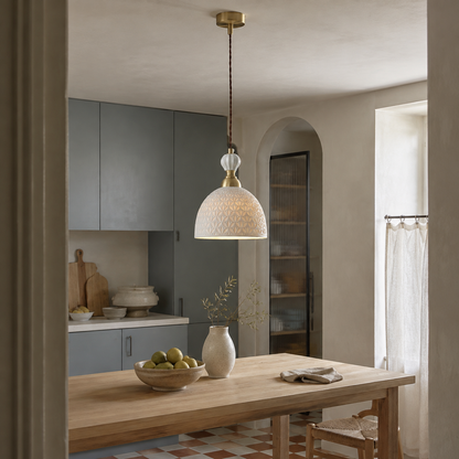 Fransk modern krämfärgad pendellampa