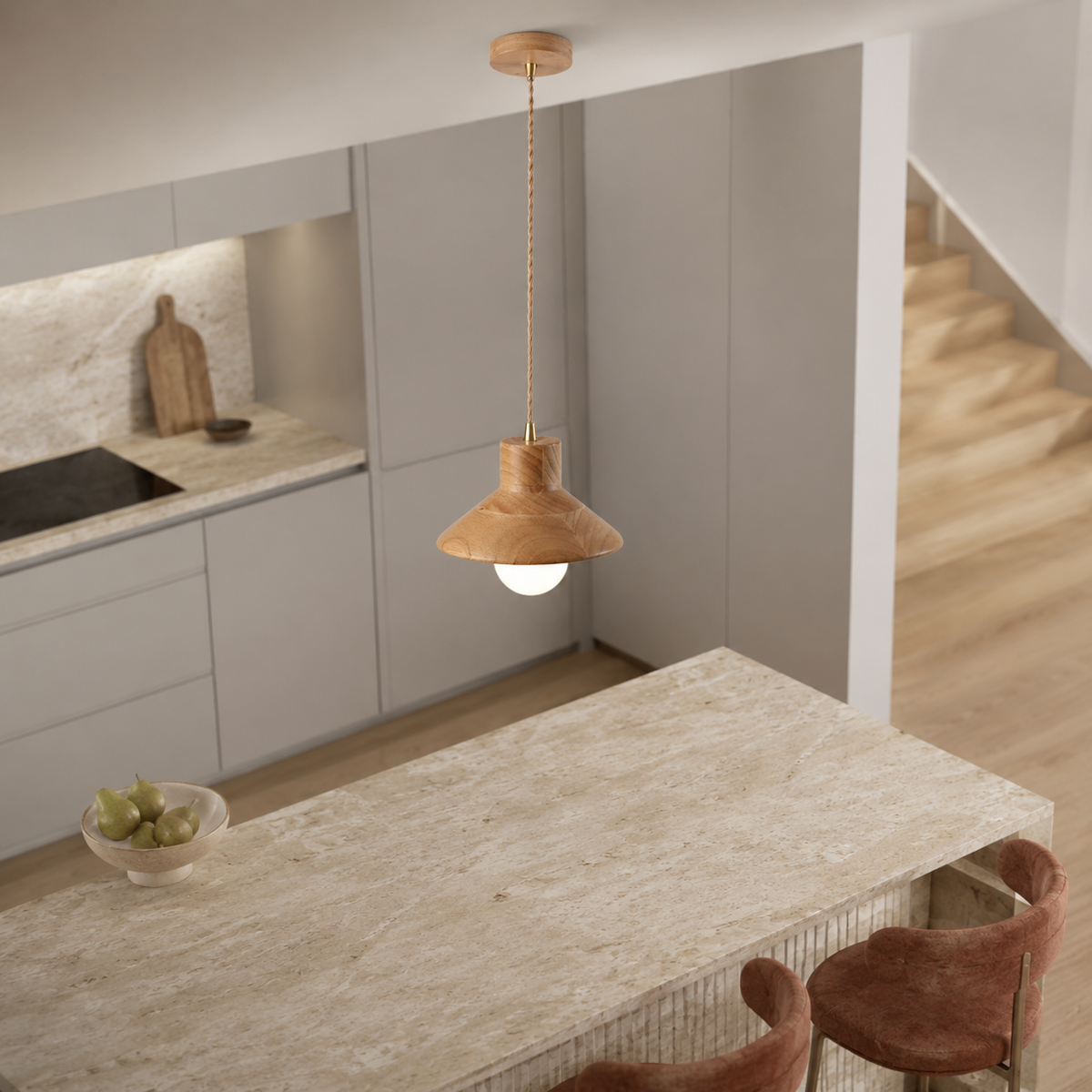 LUXELY nordic wood pendant light for kitchen island