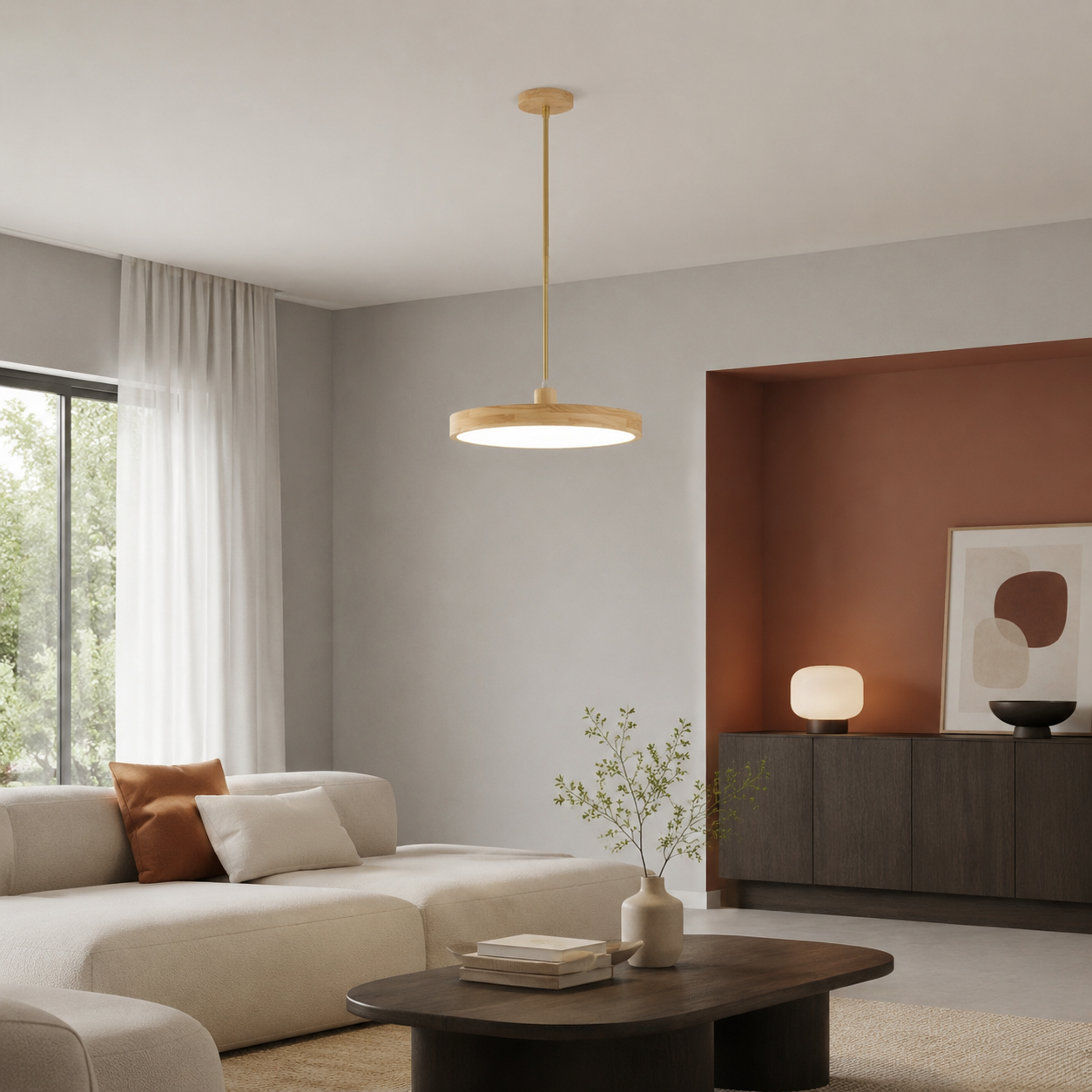 LUXELY modern japanese wood pendant lamp for living room