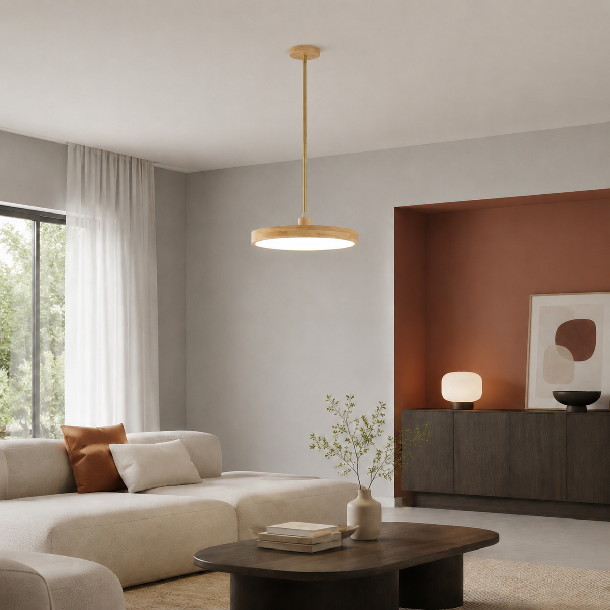 LUXELY modern japanese wood pendant lamp for living room