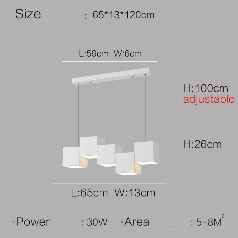 Luxely Minimalist Modern Cubic Pendant Lights 5 cubic white