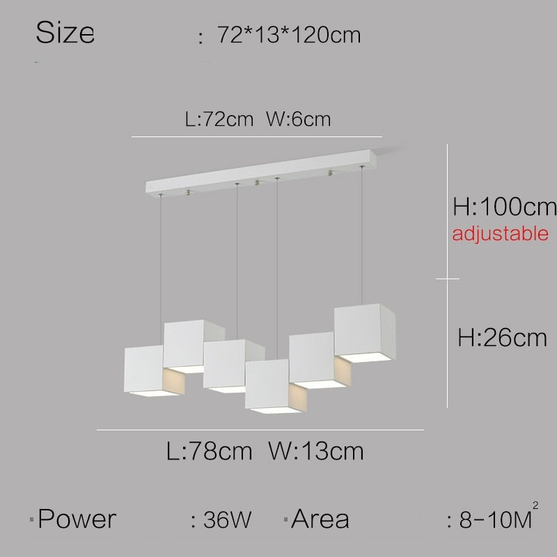 Luxely Minimalist Modern Cubic Pendant Lights 6 cubic white